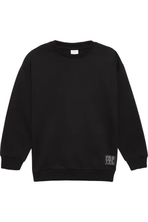 QS by s.Oliver Unisex mikina s žebrovými náplety a natištěným detailem