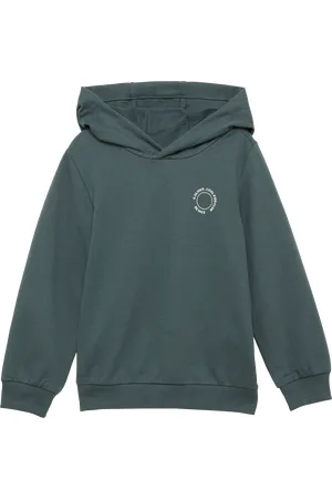 QS by s.Oliver Unisex mikina s kapucí, žebrovými náplety a malým natištěným detailem