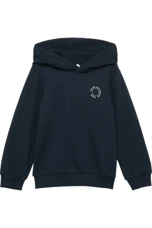 QS by s.Oliver Unisex mikina s kapucí, žebrovými náplety a malým natištěným detailem