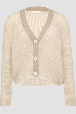 QS by s.Oliver Lockere Strickjacke aus Alpakamix mit Rippstruktur