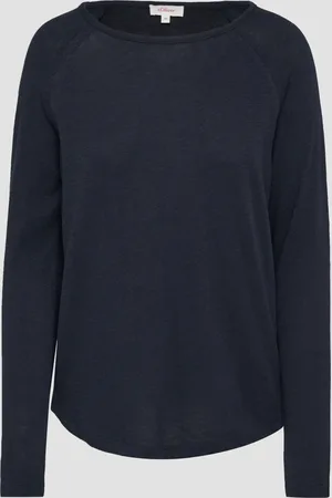 QS by s.Oliver Langarmshirt mit Raglanärmeln und Flammgarnstruktur