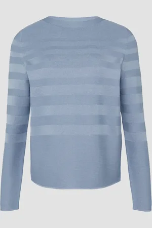 QS by s.Oliver Gestreifter Feinstrickpullover aus Viskosemix