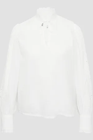 QS by s.Oliver Leichte Baumwollbluse mit Stickerei am Ärmel