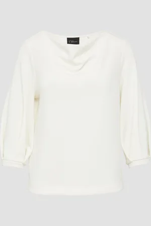 QS by s.Oliver Loose-Fit-Shirt aus Interlockjersey mit Wasserfall-Ausschnitt
