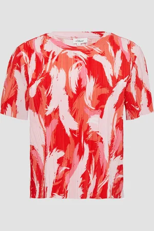 QS by s.Oliver Plissiertes T-Shirt mit Rundhalsausschnitt