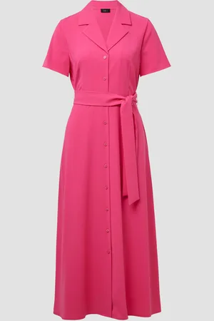QS by s.Oliver Tailliertes Maxikleid aus Crêpe mit Reverskragen und Bindegürtel