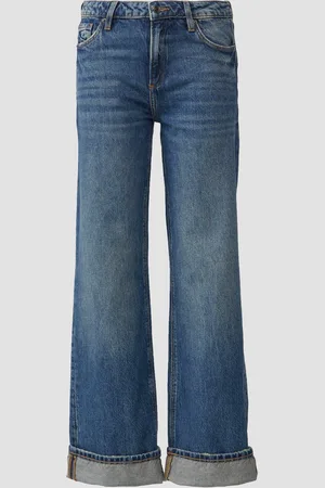 QS by s.Oliver Džíny Catie / Slim Fit / Mid Rise/ Wide Leg / s ohrnutým lemem