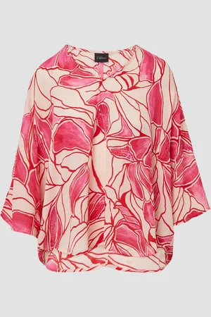 QS by s.Oliver Gemusterte Loose-Fit-Bluse mit Schmuck-Details
