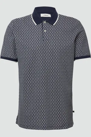 QS by s.Oliver Piqué-Poloshirt mit Print und Kontrast-Details