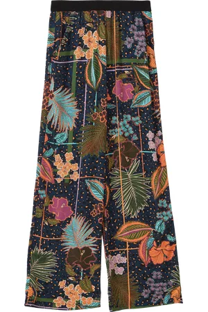 QS by s.Oliver Satinierte Hose im Loose Fit mit Elastikbund und All-over-Print