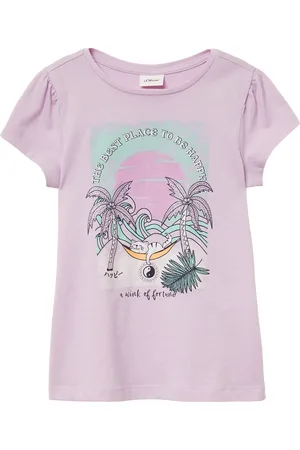 QS by s.Oliver Ausgestelltes T-Shirt mit Glitzerprint und Puffärmeln