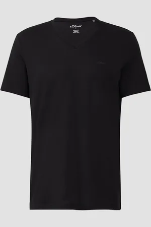 QS by s.Oliver Jersey-T-Shirt mit V-Ausschnitt und Logo