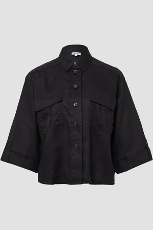 QS by s.Oliver Leinen-Overshirt im Relaxed Fit mit weiten 3/4-Ärmeln