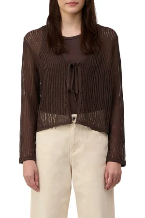QS by s.Oliver Luftiger Cardigan aus Leinenmix mit Ajourmuster