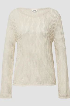 QS by s.Oliver Luftiger Strickpullover aus Leinenmix mit Ajourmuster