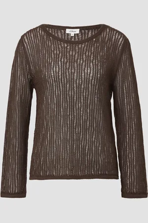 QS by s.Oliver Luftiger Strickpullover aus Leinenmix mit Ajourmuster