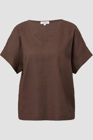 QS by s.Oliver T-Shirt im Fabricmix mit Leinenanteil