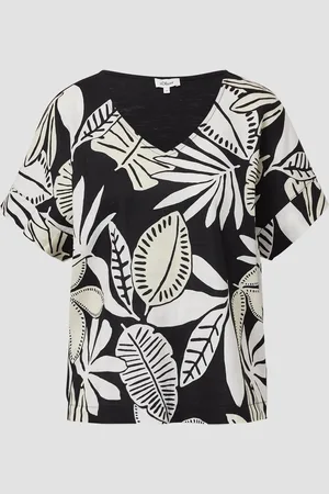 QS by s.Oliver T-Shirt im Fabricmix mit Leinenanteil