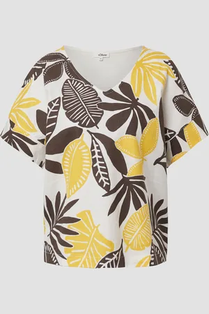QS by s.Oliver T-Shirt im Fabricmix mit Leinenanteil