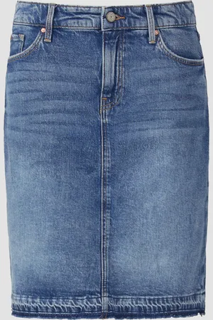 QS by s.Oliver Kurzer Jeansrock mit offenem Saum