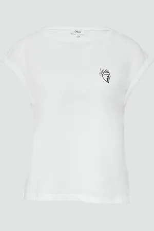 QS by s.Oliver Relaxed-Fit-Shirt mit Print und überschnittenen Schultern