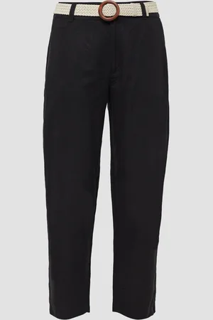 QS by s.Oliver Cropped Chino aus Leinenmix mit geflochtenem Gürtel