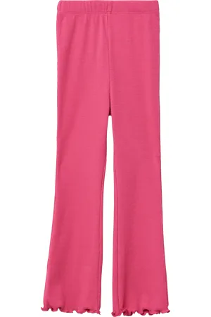 QS by s.Oliver Gerippte Leggings mit Flared Leg und All-over-Print