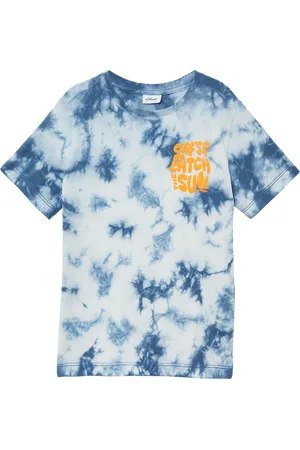 QS by s.Oliver T-Shirt mit Batikmuster und Printdetail