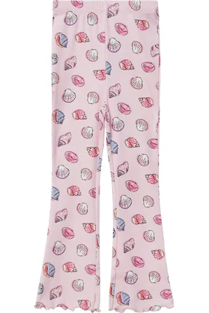 QS by s.Oliver Gerippte Leggings mit Flared Leg und All-over-Print