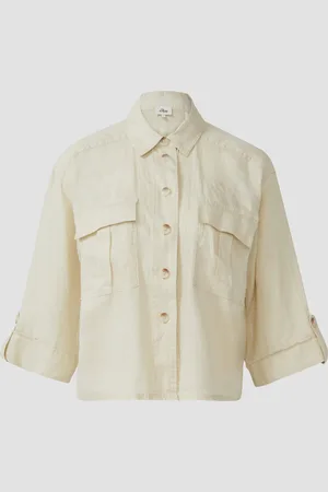 QS by s.Oliver Leinen-Overshirt im Relaxed Fit mit weiten 3/4-Ärmeln