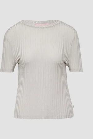 QS by s.Oliver Leicht transparentes Rippshirt im Metallic-Look