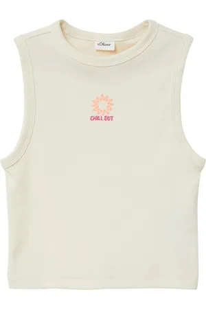 QS by s.Oliver Slim-Fit-Top aus Rippware mit Stickerei