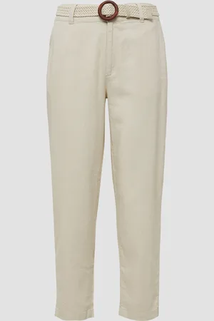 QS by s.Oliver Cropped Chino aus Leinenmix mit geflochtenem Gürtel
