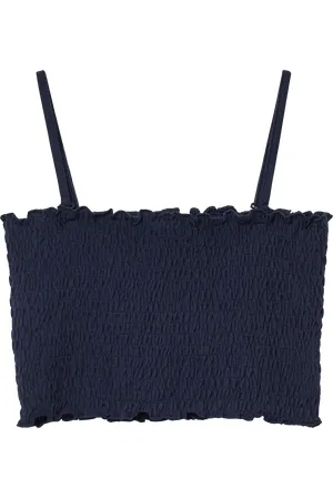 QS by s.Oliver Gesmoktes Crop-Top mit abnehmbaren Spaghettiträgern