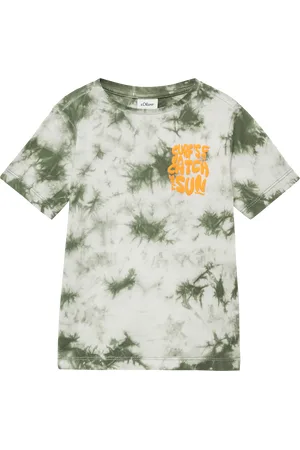 QS by s.Oliver T-Shirt mit Batikmuster und Printdetail