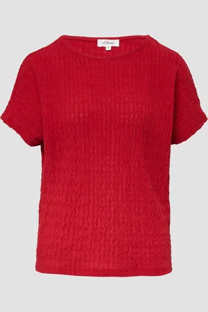 QS by s.Oliver Strukturiertes T-Shirt aus Baumwollmix im Relaxed Fit
