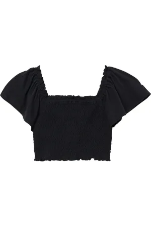 QS by s.Oliver Verkürztes Smok-Top mit Off-Shoulder-Ausschnitt