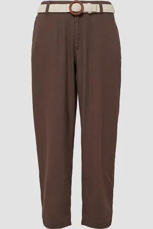 QS by s.Oliver Cropped Chino aus Leinenmix mit geflochtenem Gürtel