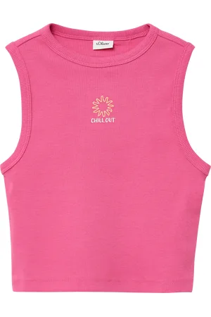 QS by s.Oliver Slim-Fit-Top aus Rippware mit Stickerei