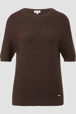 QS by s.Oliver Kurzarm-Strickpullover aus Baumwollmix