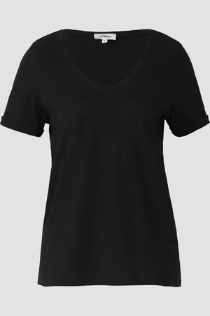QS by s.Oliver Weiches T-Shirt aus Baumwolle mit V-Ausschnitt