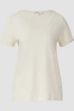 QS by s.Oliver Weiches T-Shirt aus Baumwolle mit V-Ausschnitt