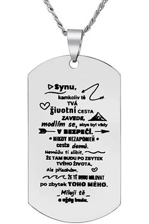 Silvego Přívěsek s řetízkem z chirurgické oceli dog tag s nápisem: Synu... RRC0383N