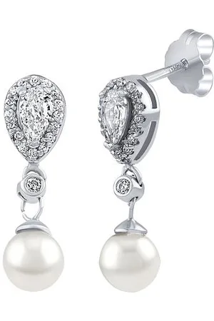 Silvego Visací náušnice Dea s bílou přírodní perlou a Brilliance Zirconia ZT191005EWP