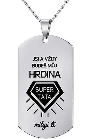 Silvego Přívěsek s řetízkem z chirurgické oceli dog tag pro tátu s nápisem: Jsi a vždy budeš můj hrdina RRC0424N