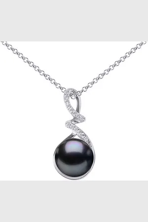 Silvego Stříbrný náhrdelník Lena s černou perlou a Brilliance Zirconia GRP18454PB