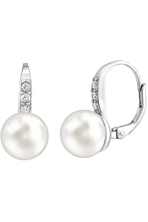 Silvego Náušnice s bílou perlou Swarovski® Crystals LPSER0639
