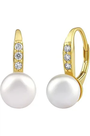Silvego Stříbrné/ náušnice CASSIDY s bílou perlou Swarovski® Crystals LPS0639ESWWGP