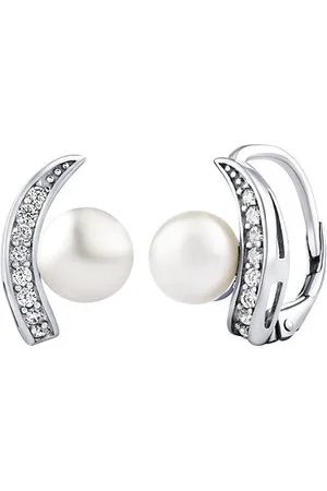 Silvego Náušnice ADELINA s bílou přírodní perlou a Brilliance Zirconia LPS0608EKLW