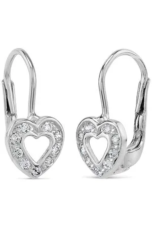 Silvego Zlaté náušnice srdíčka pro děti se Swarovski Zirconia 70312w